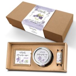   Boîte cosmétique d'huile de pépins de raisin (savon, baume à lèvres, boue)