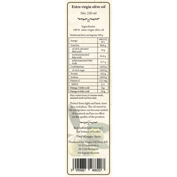 Olive oil extra virgin 250 ml