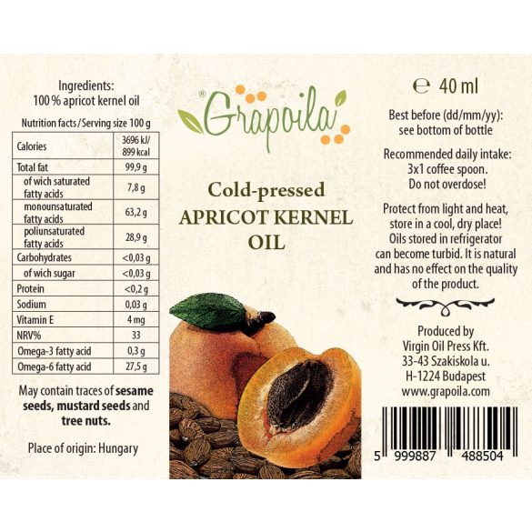 Aprikot kernel oil 40 ml