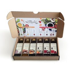  Selection Box of oils and vinegars (grapeseed, walnut, pumpkin seed oil + apricot-elderberry, rosehip, sour cherry balsamic vinegar) 6x40 ml