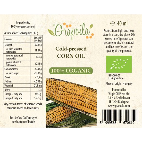 Corn oil ORGANIC 40 ml