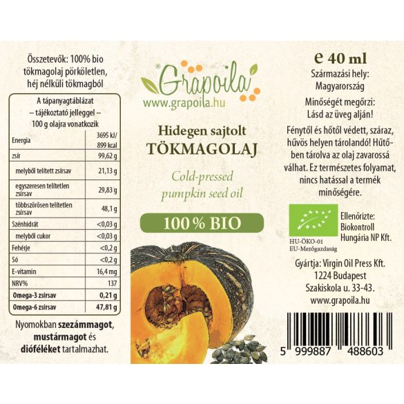 Pumpkin seed oil ORGANIC 40 ml