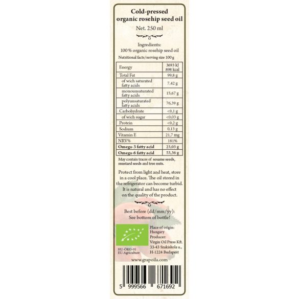 Rosehip Seed Oil ORGANIC 250 ml