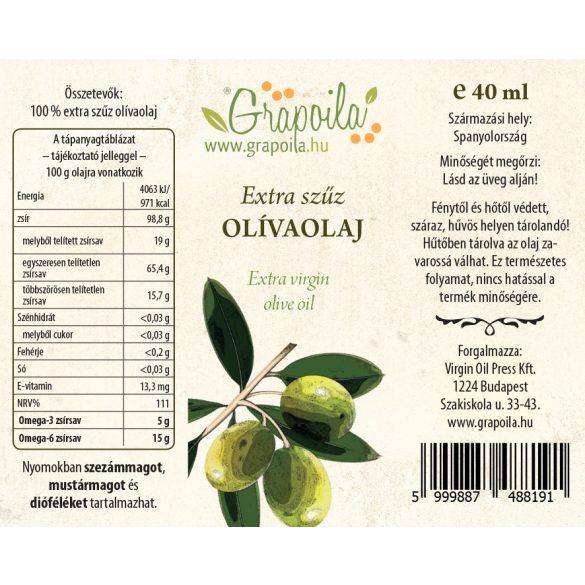 Olive oil extra virgin 40 ml