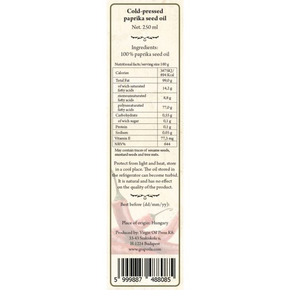 Paprika Seed Oil 250 ml