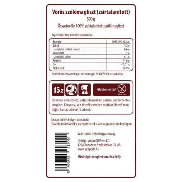 Vörös szőlőmagliszt 500 g