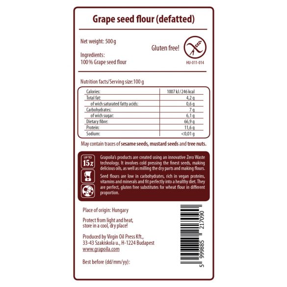 Grape seed flour 500 g