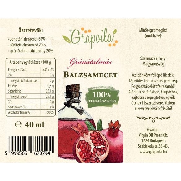 Balsamic vinegar with pomegranate 40 ml