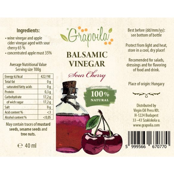 Balsamic vinegar with sour cherry 40 ml